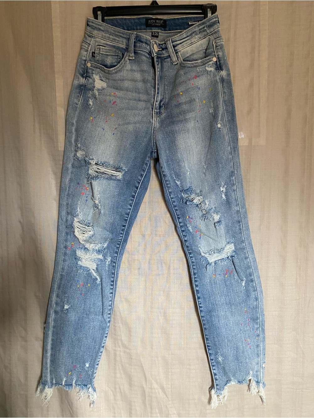 Judy Blue Rainbow Skies Confetti Paint Splatter Boyfriend Fit Jeans Size 3/26